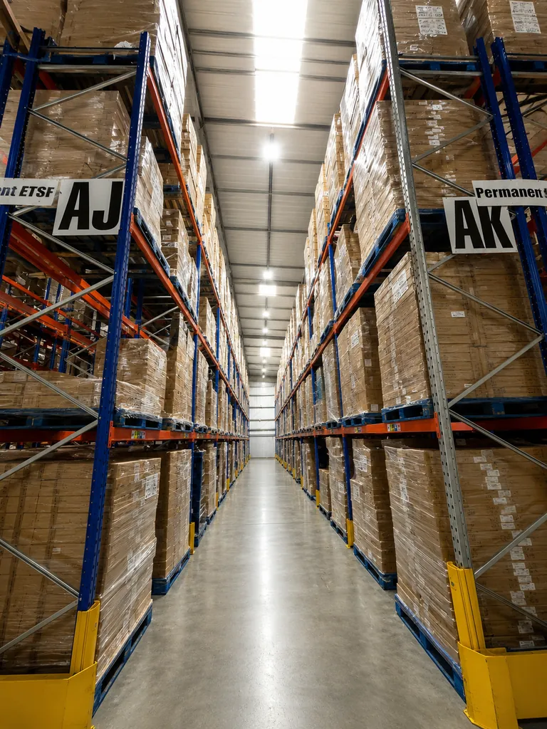 Racking aisle inside the bonded warehouse